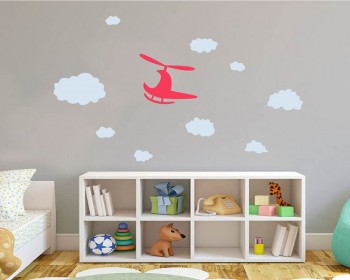 Helicopter Clouds Vinyl Wall Decals Nursery Sticker